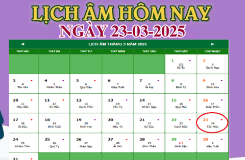 Lịch âm 23/3 – Âm lịch hôm nay 23/3 chính xác nhất – lịch vạn niên 23/3/2025