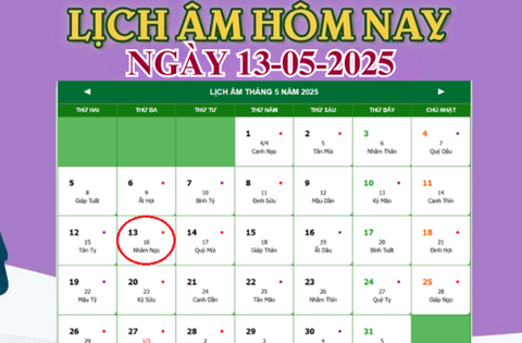 Lịch âm 13/5 – Âm lịch hôm nay 13/5 chính xác nhất – lịch vạn niên 13/5/2025