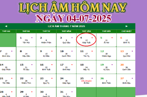 Lịch âm 4/7 – Âm lịch hôm nay 4/7 chính xác nhất – lịch vạn niên 4/7/2025