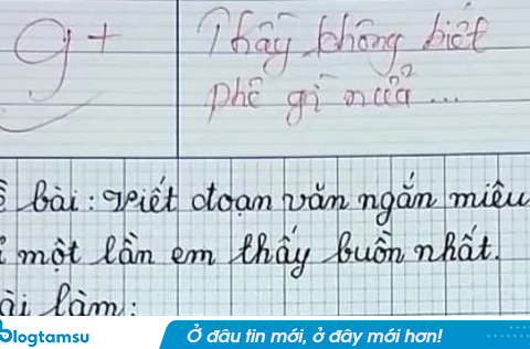 Bài văn vỏn vẹn 4 câu viết về bố nhận điểm 9, lời phê của thầy giáo dành cho bé học sinh gây xúc động