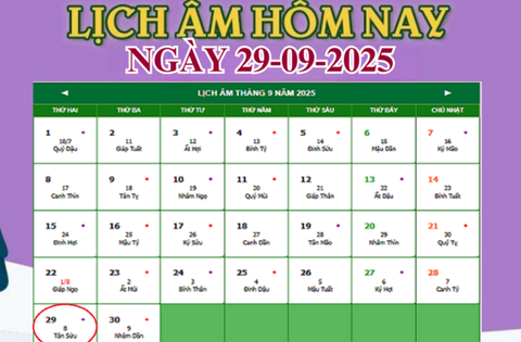 Lịch âm 29/9 – Âm lịch hôm nay 29/9 chính xác nhất – lịch vạn niên 29/9/2025