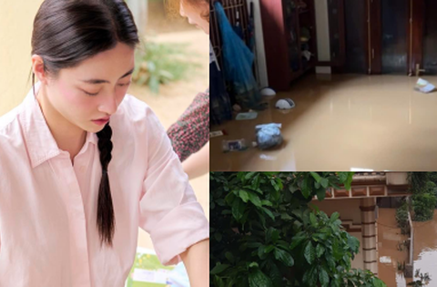 Nhà Hoa hậu Lương Thuỳ Linh ở Cao Bằng bị ngập sâu, cảnh tượng bên trong khiến nàng hậu thốt lên “quá xót xa”