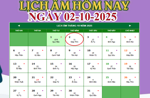 Lịch âm 2/10 – Âm lịch hôm nay 2/10 chính xác nhất – lịch vạn niên 2/10/2025