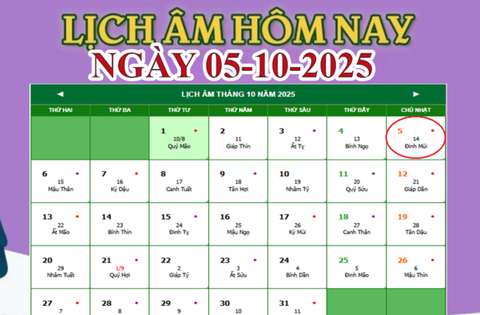 Lịch âm 5/10 – Âm lịch hôm nay 5/10 chính xác nhất – lịch vạn niên 5/10/2025