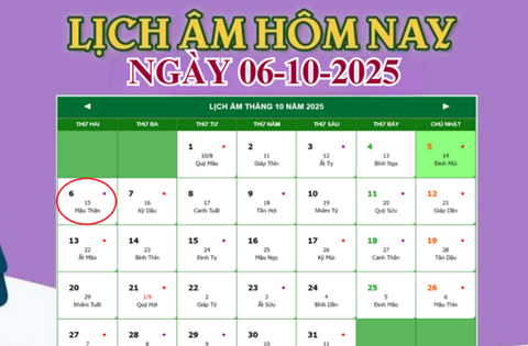 Lịch âm 6/10 – Âm lịch hôm nay 6/10 chính xác nhất – lịch vạn niên 6/10/2025