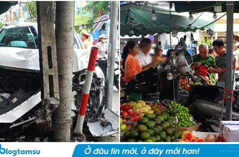 Nguyên nhân vụ nữ tài xế tông xe máy văng lên sạp trái cây khiến 2 người bị thương, chỉ dừng lại khi va vào trụ điện